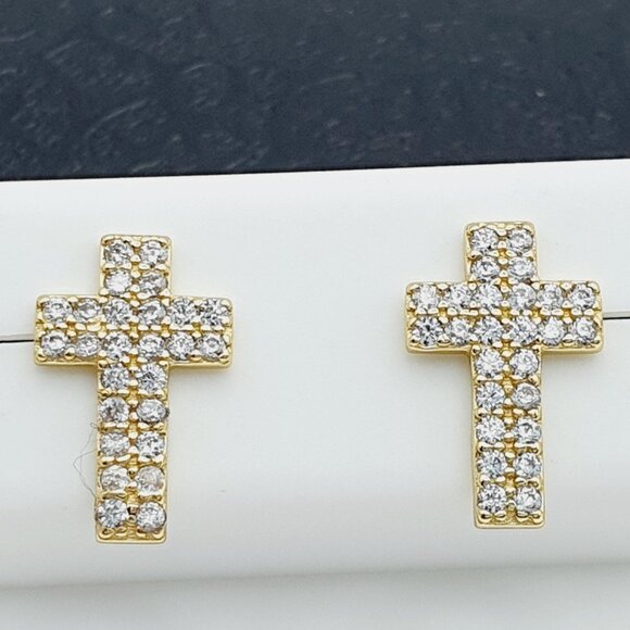 "14K Gold Plated 925 sterling silver luxury CZ Earring, RJUS2112 - Picture 5 of 11